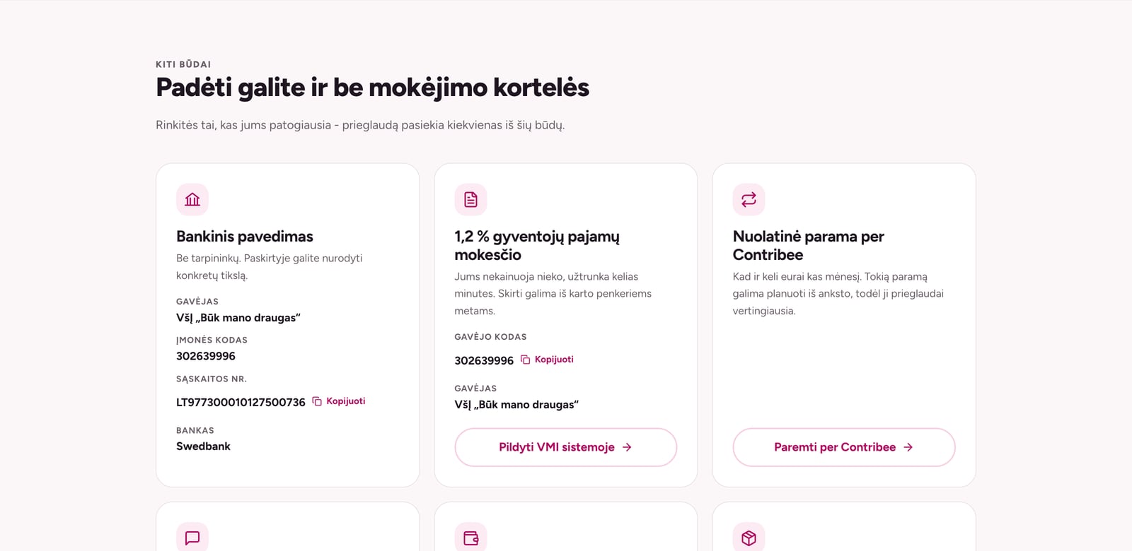 Paremti galima ir be mokėjimo kortelės