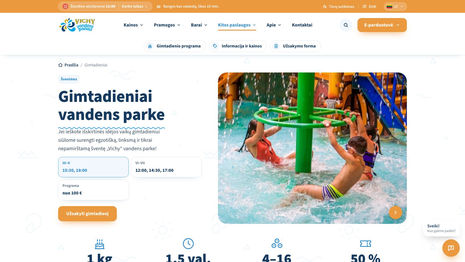 Gimtadienių programa ir užsakymo forma