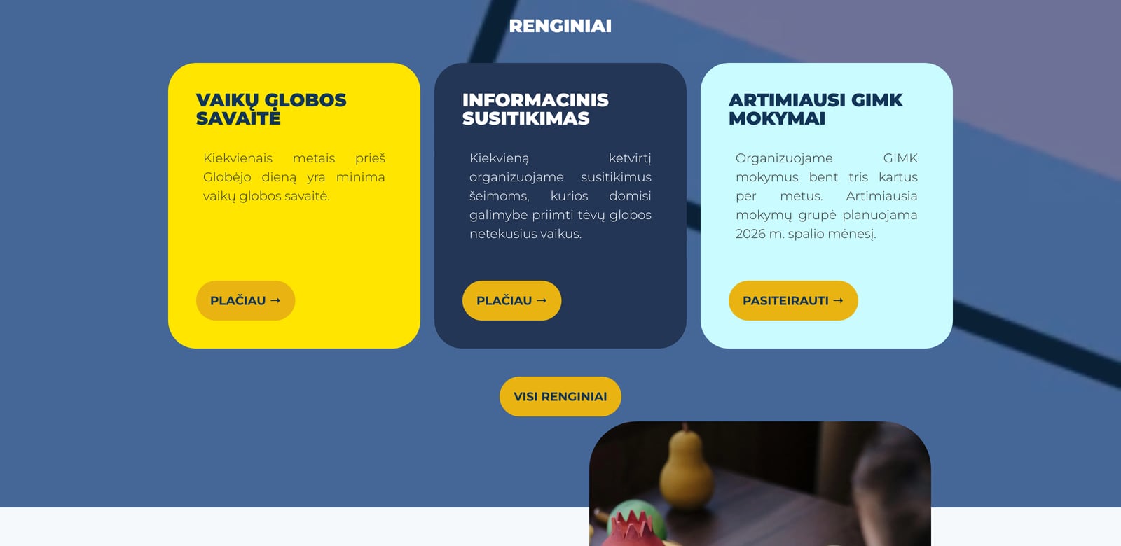 Renginiai: globos savaitė, susitikimai, artimiausi GIMK mokymai